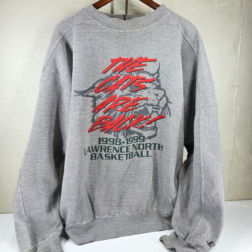 Vintage 90s Logo Athletic Lawrence North Basketball Pinstripe Sweatshirt Sz XL